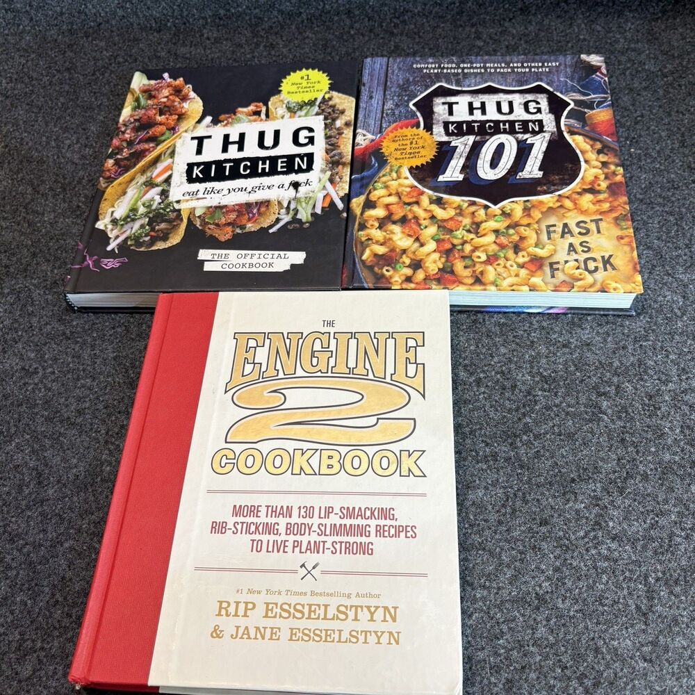 Vegan Cookbook 3 Bundle Thug‎ Kitchen, Thug Kitchen 101, Engine 2 Plant-Based